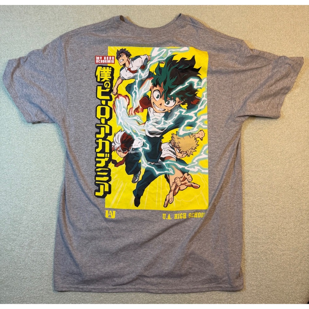 My Hero Academia UA High School Graphic T-Shirt Gray Large Funimation Anime